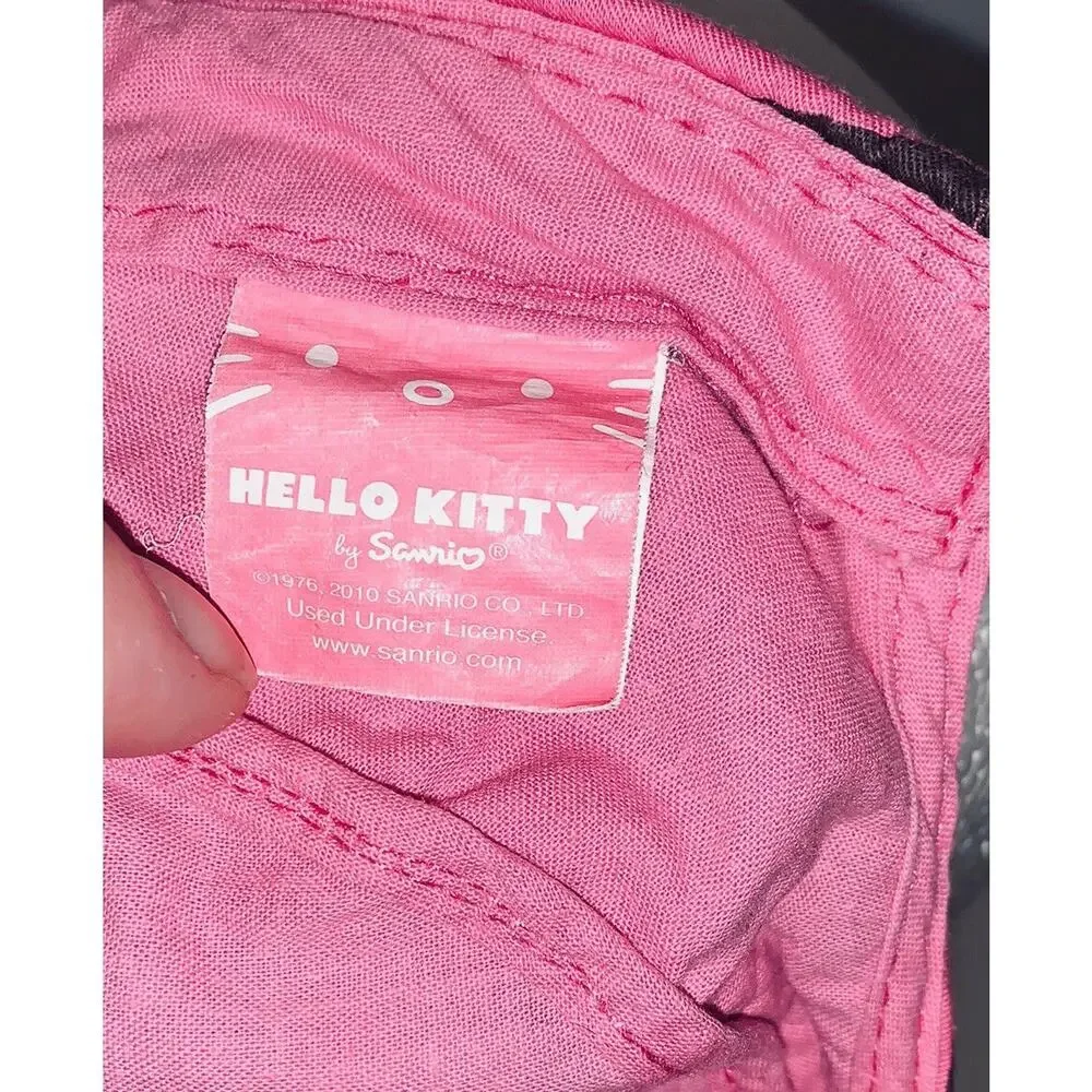 Hello Kitty Cadet Cap Hat Maroon Pink Striped Sanrio Distressed Girls 1976 2010